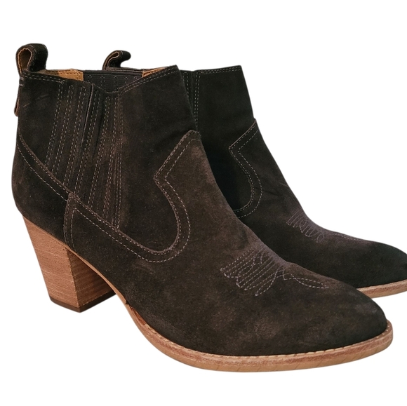 Dolce Vita Jones Dark Gray Suede Leather Chelsea Western Ankle Booties Wmn 9.5 - Picture 1 of 16